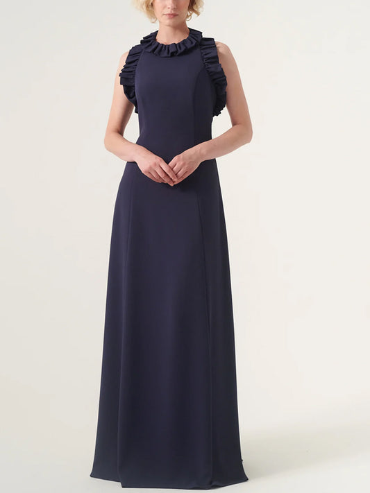 Halterneck Solid Color Maxi Dress