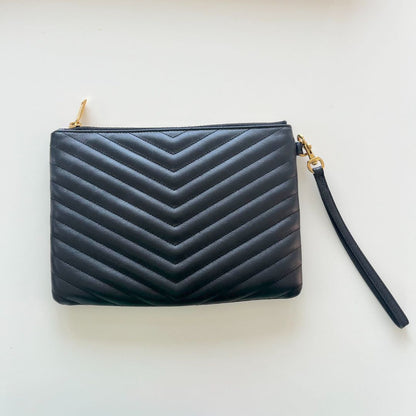 Saint Laurent black quilted leather purse