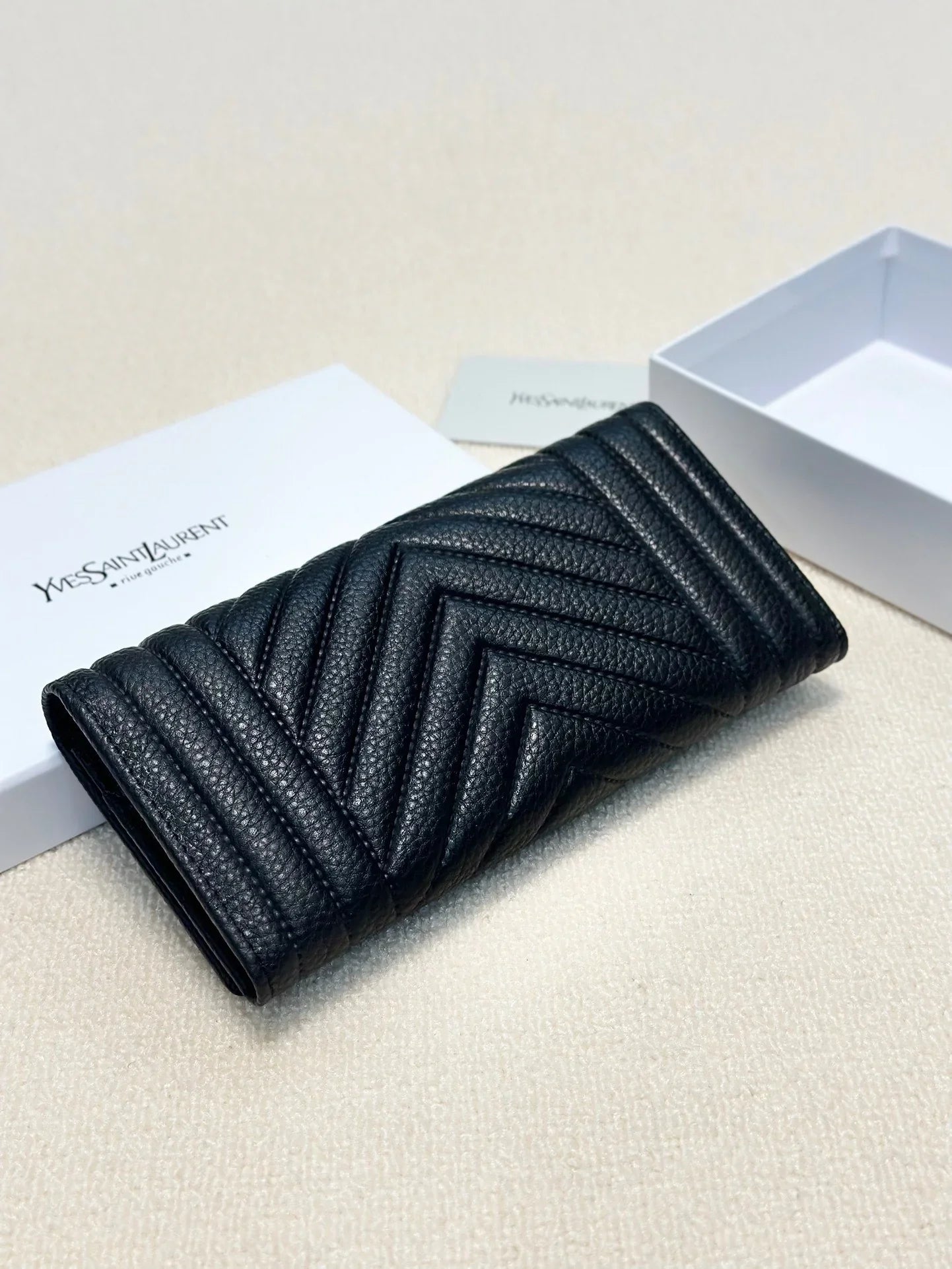 YSL Trend Ladies Wallet Leather Black 19x10cm