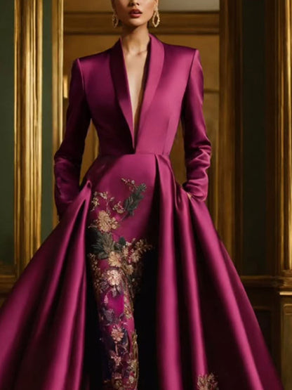 Deep V Temperament Satin Elegance Women's Dress