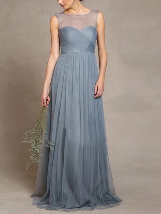 Round Neck Solid Color Sleeveless Maxi Dress