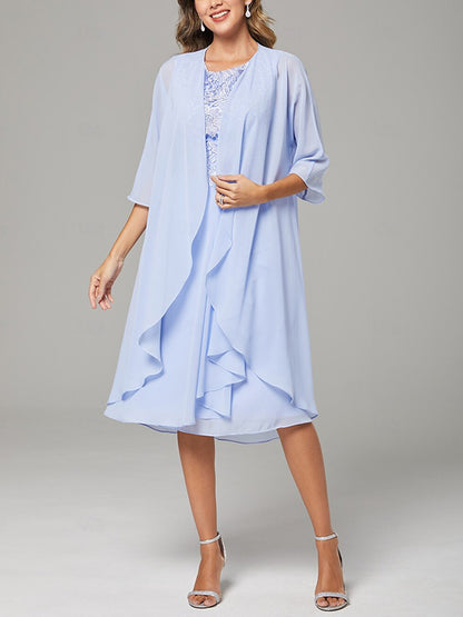 Solid Color Dress Top Suit