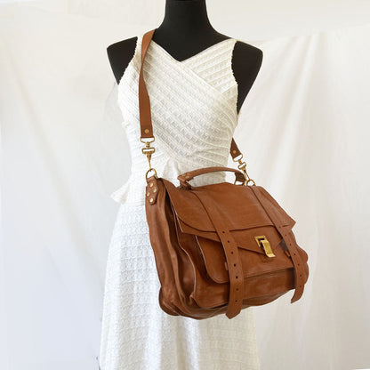 Proenza Schouler  Saddle Brown Leather Large PS1 Satchel Bag
