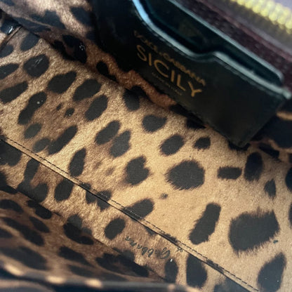 Dolce & Gabbana Burgundy Lizard Embossed Leather Medium Miss Sicily Bag