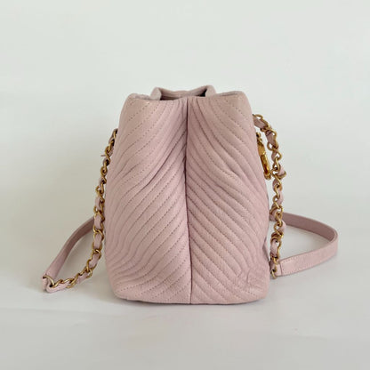 Chanel Chevron Leather Tote Bag Pink