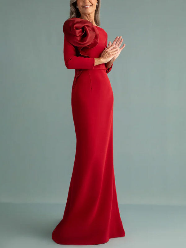 Flower Decoration Temperament Women's Evening Dress