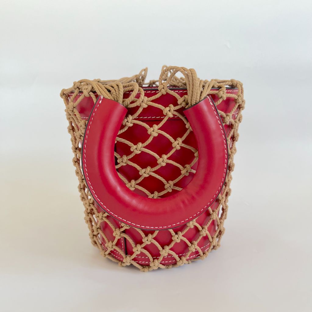 Staud Moreau Macramé and leather bucket bag