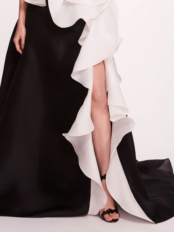 Tube Top Temperament Black and White Party Women's Gown