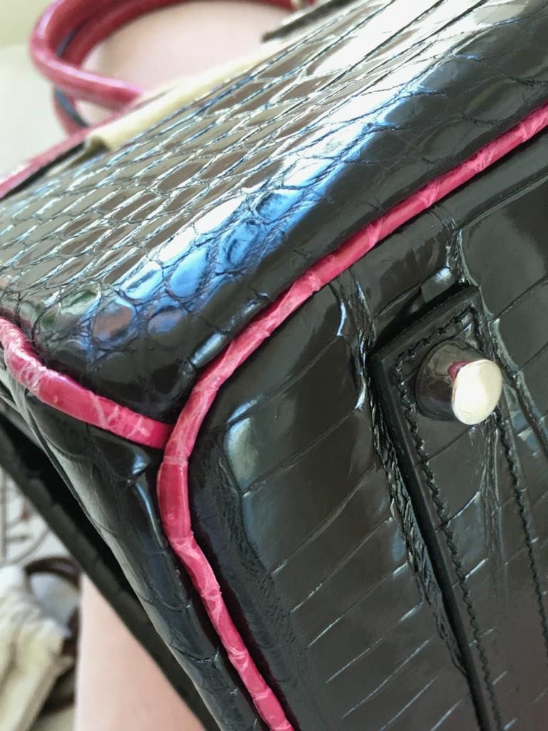 Hermès Very Rare Birkin HSS Special Order 35 cm Shiny Black Crocodile Birkin Bag