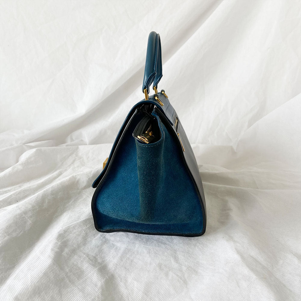 Céline Blue Suede and Leather Mini Trapeze Bag