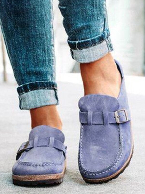 Women's casual suede all-match half-pull bean shoes