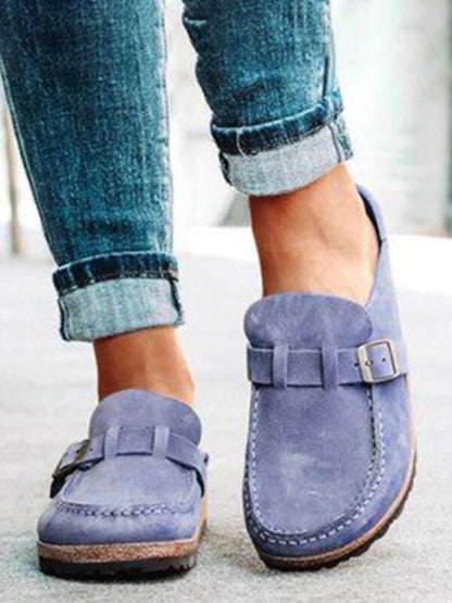 Women's casual suede all-match half-pull bean shoes