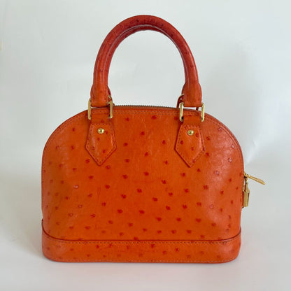 Louis Vuitton Orange Alma BB orange ostrich leather bag