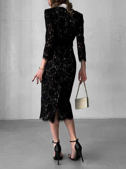 Lace Hollow Slim Slit Women's Dress