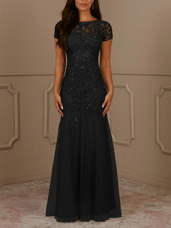 Mermaid Scoop Sequins Tulle Dress