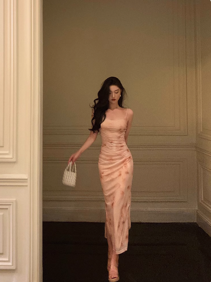 Sexy Sheath Pink Floral Blue 21st Birthday Dress Party Gown Birthday Outfits Birthday Dress Ideas For Women DP1889