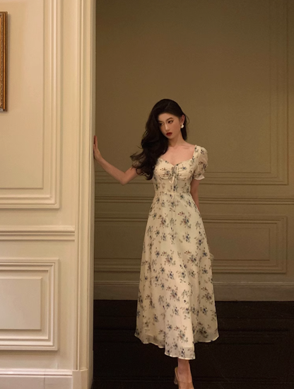 Sexy A line Square Chiffon Floral 21st Birthday Dress Party Gown Birthday Outfits Birthday Dress Ideas For Women DP1884