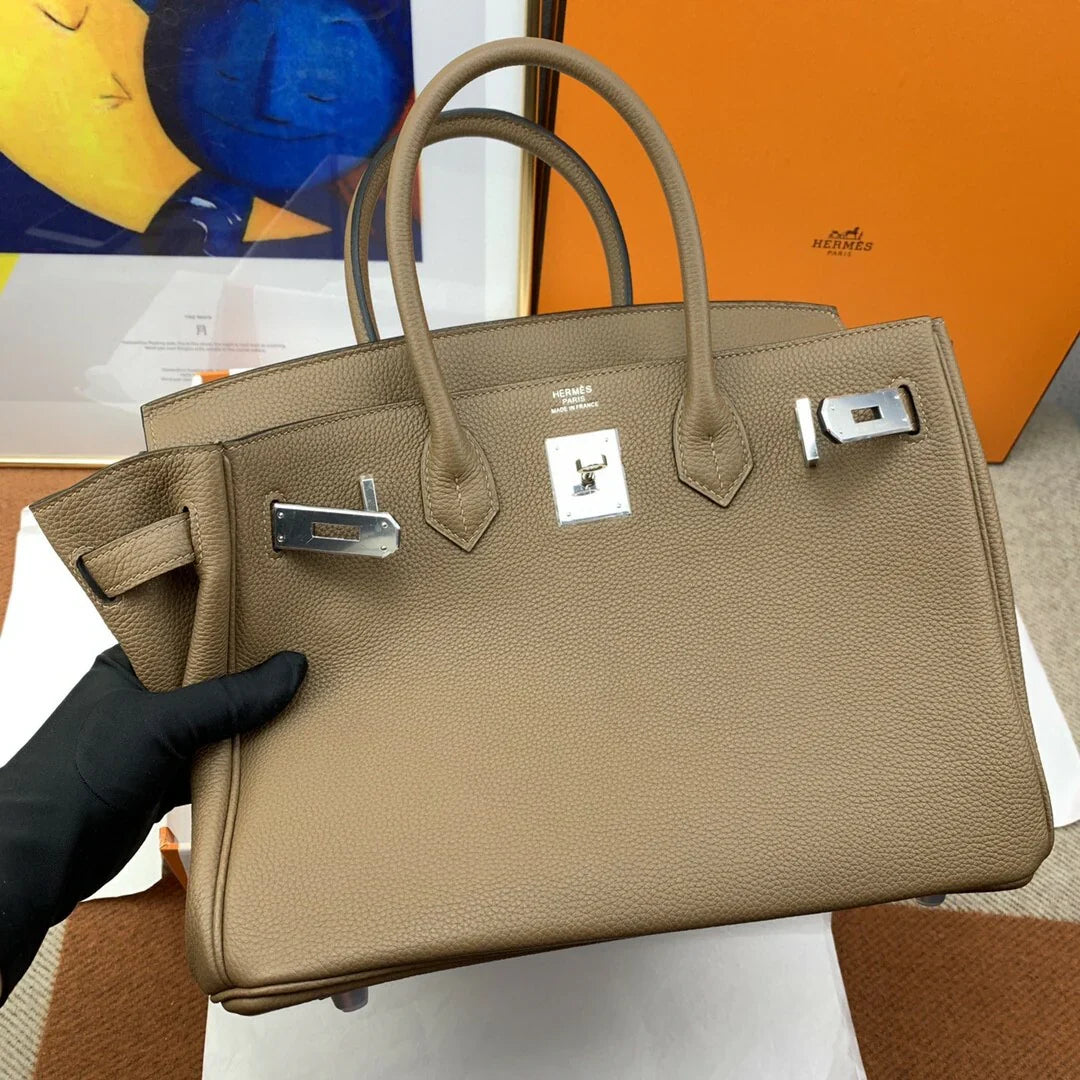 Hermes Birkin 30 Togo Etoupe Bag Silver Hardware Handbags (11.8in30cm)
