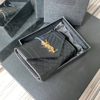 YSL Envelope Purse Black Gold A026KK 13.5cm