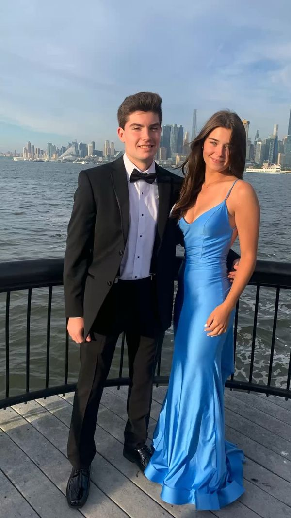 Sexy Blue Mermaid Prom Dresses,Open Back Long Evening Party Dress SH666