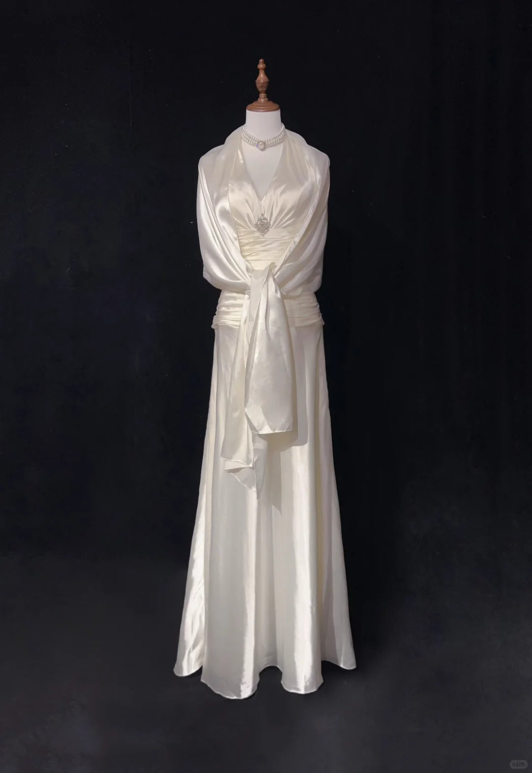 Ivory White Vintage Long Satin Elegant Ball Gown Evening Dress Graduation Dress Wedding Dress gh4490