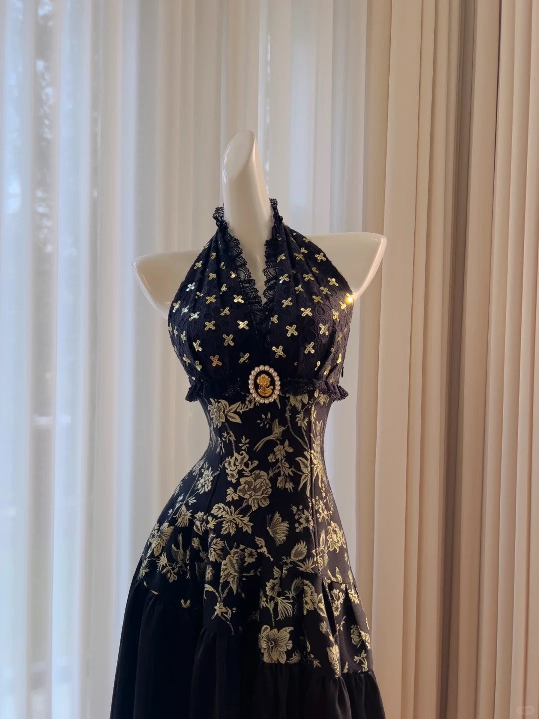 Black/White Vintage Long Satin Prom Dress Birthday Party Dress Evening Dress gh4410