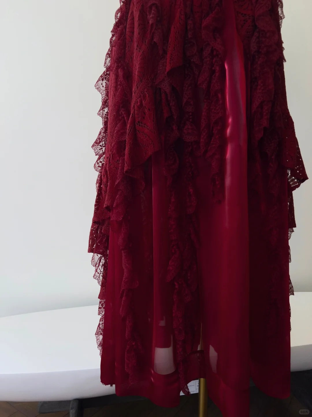 Burgundy Vintage Long Satin Ball Gown Birthday Party Dress Evening Dress gh4409