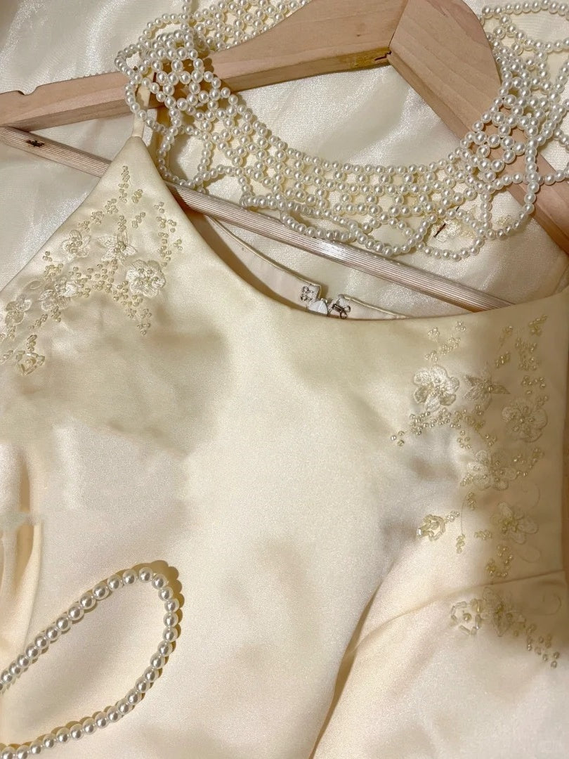 Yellow floral long chiffon chiffon party dress evening dress graduation dress two-piece set gh4506