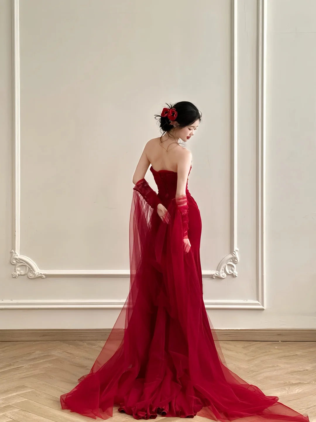 Burgundy Elegant Simple Long Satin Floor Length Ball Gown Evening Dress Prom Dress gh4361