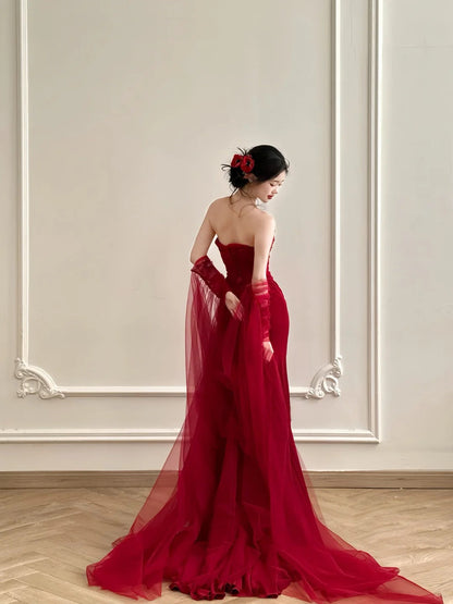 Burgundy Elegant Simple Long Satin Floor Length Ball Gown Evening Dress Prom Dress gh4361