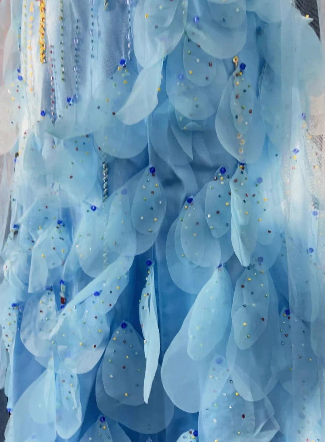 Blue gorgeous shiny elegant exquisite colorful beaded tulle long mermaid slim ball gown evening dress party dress prom dress legend of the blue sea gh3850