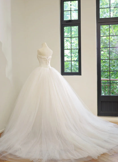 White Fashion Long Tulle Prom Dress Evening Gown Wedding Dress gh5059