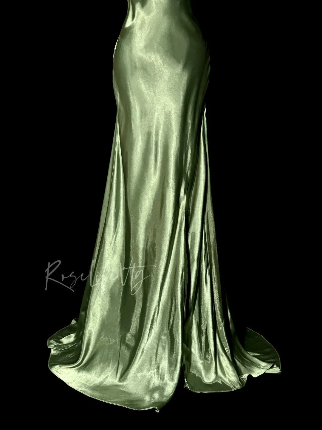 Green Retro Elegant Fashion Exquisite Beaded Shoulder Straps Long Floor Length Trailing Satin Prom Dress Evening Gown Graduation Gown gh4002