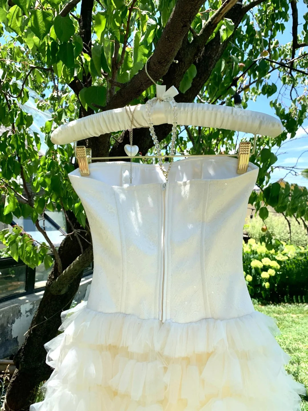 preppydressess-White sweet long chiffon ball gown homecoming dress birthday party dress gh5048