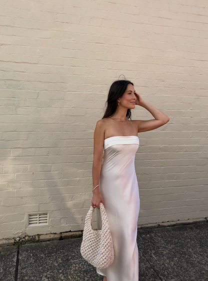 Stunning Sheath Strapless Blue Satin Bridesmaid Dress Evening Dress SH2836