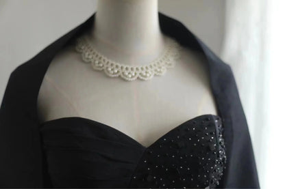 Black Vintage Cute Elegant Exquisite Sweetheart Neckline Pleated Short Princess Taffeta Homecoming Dress Prom Dress Evening Dress Party Dress gh4167