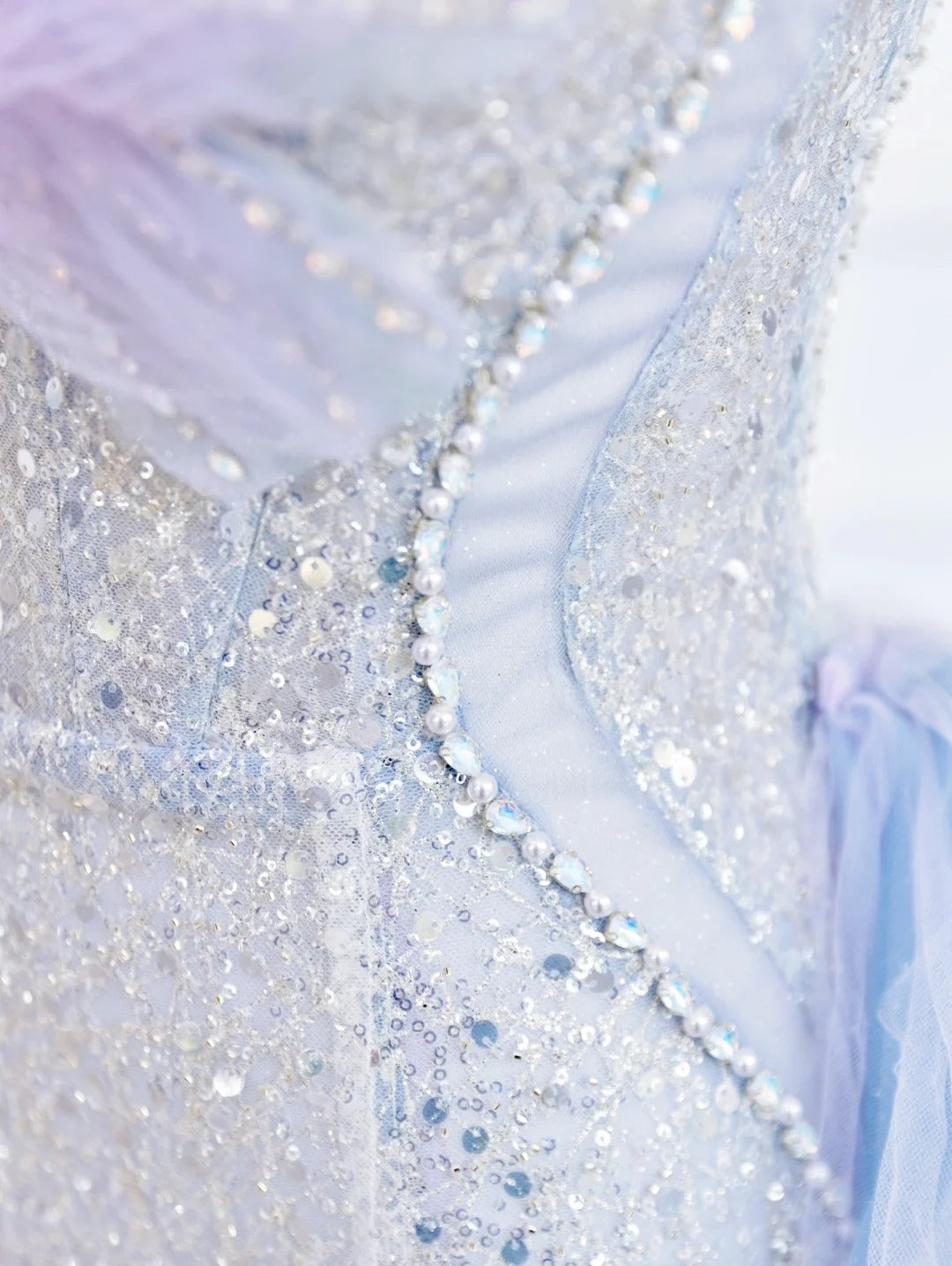 _Blue Butterfly Gorgeous Shiny Elegant Sequined Long Mermaid Tulle Ball Gown Evening Dress gh4272