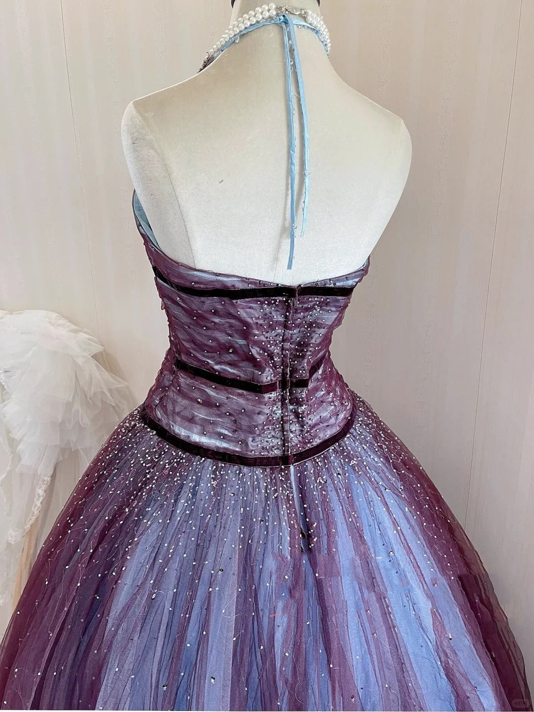 Purple Sparkling Elegant Vintage Long Tulle Quinceanera Dresses Ball Gown Graduation Dress Princess gh5006