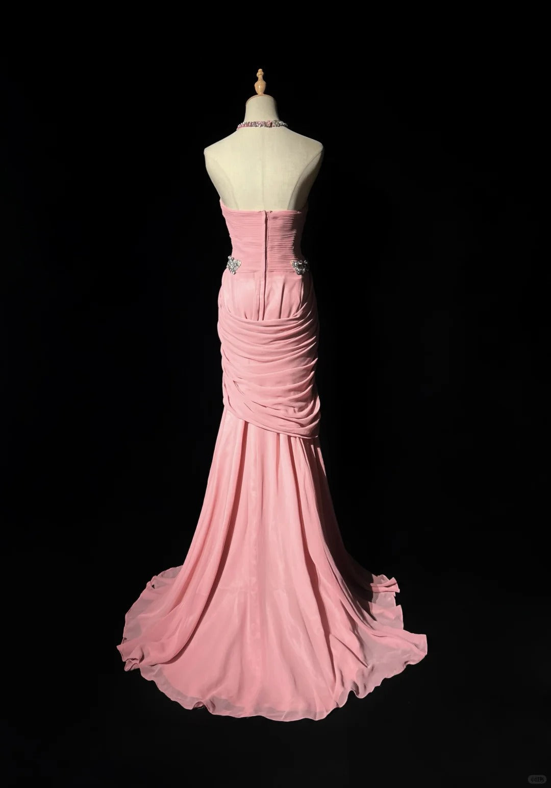 Pink Gorgeous Shiny Elegant Exquisite Beaded Tulle Long Mermaid Floor Length Slim Ball Gown Evening Gown Party Dress Prom Dress gh3851