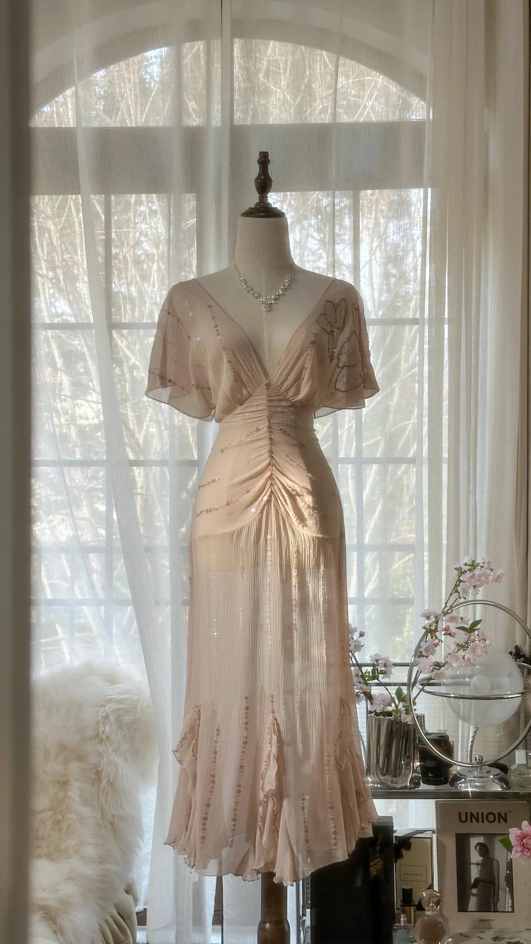 Light Pink Romantic Gorgeous Exquisite Elegant Beaded Long Chiffon Evening Dress Prom Dress Prom Dress Birthday Vacation Party Dress gh4046