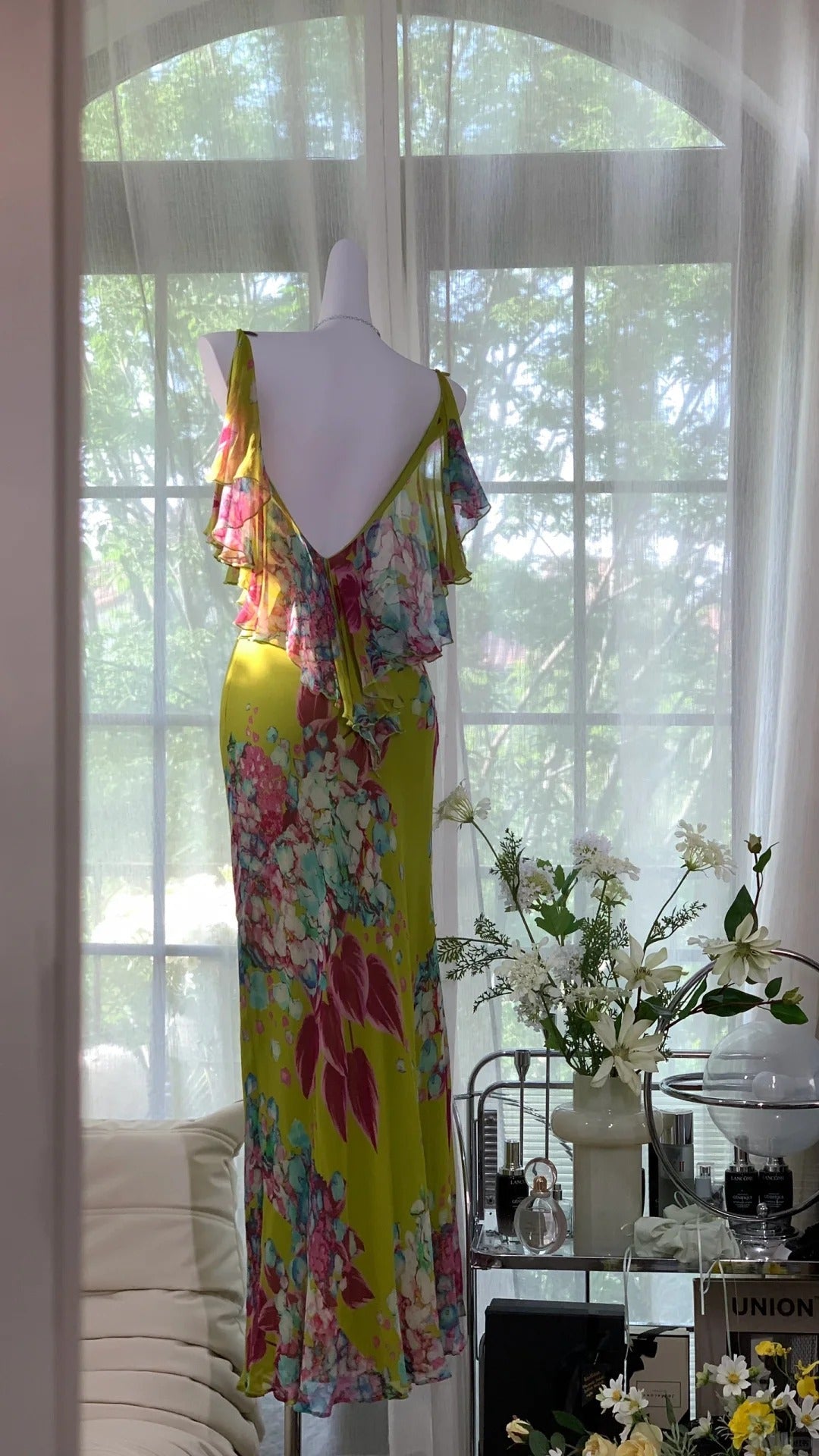 Green Elegant Romantic Fashion Backless Long Chiffon Evening Dress Ball Gown Birthday/Holiday Party Dress Prom Dress gh4044