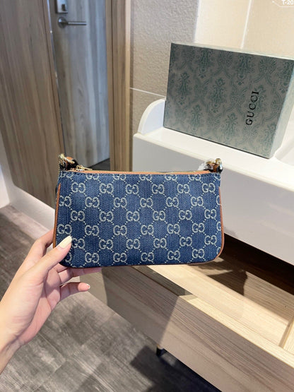 Gucci Women Ophidia GG Mini Bag Jacquard Denim