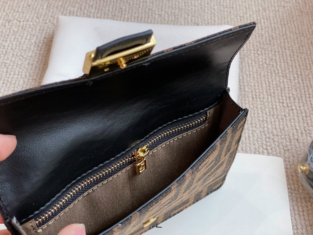 Fendi Mini Baguette Brown Fabric Bag