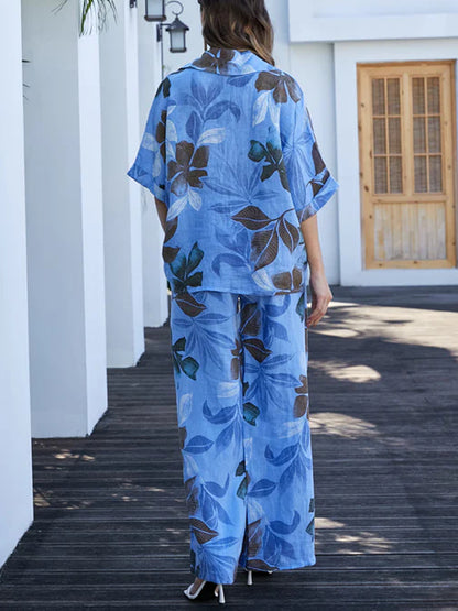 Women's Linen Print Resort Suit