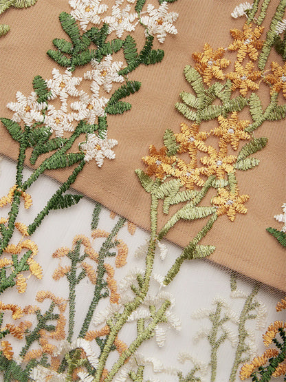 Morden Regular Fit Floral Embroidery Jumpsuit With Belt