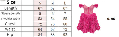 loveedsTM-Pink short flower tube top dress-vx