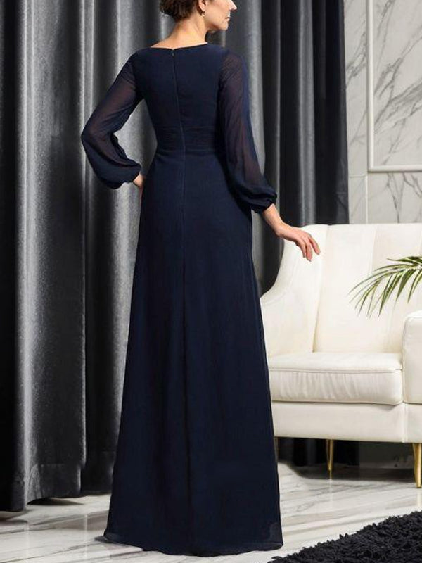 V-neck Chiffon Solid Color Maxi Dress