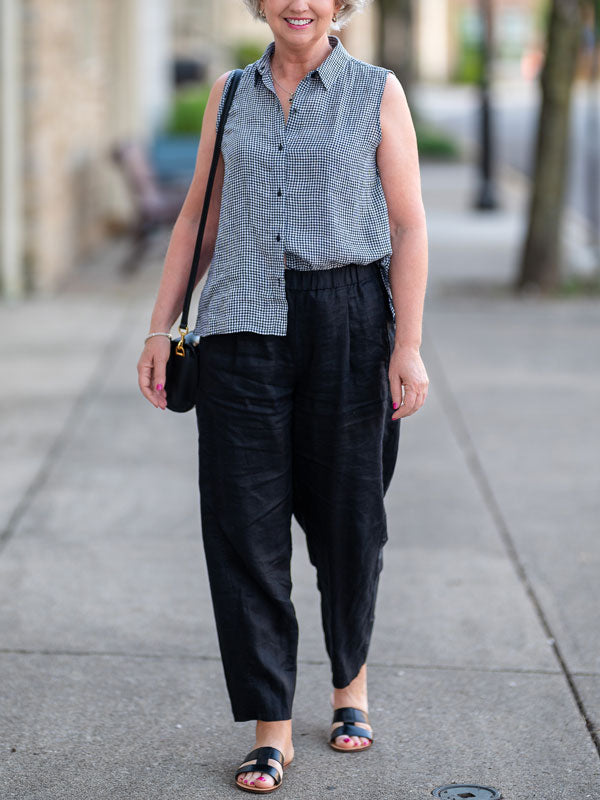 Elastic Waist Cotton and Linen Women's Pants