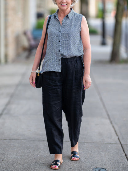 Elastic Waist Cotton and Linen Women's Pants