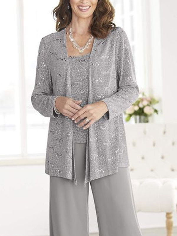 Chiffon airy sequin lace delicate ladies sets